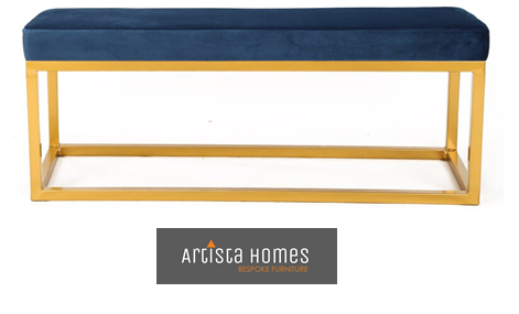 Classic Rectangle Royal Blue and Gold Base Bench