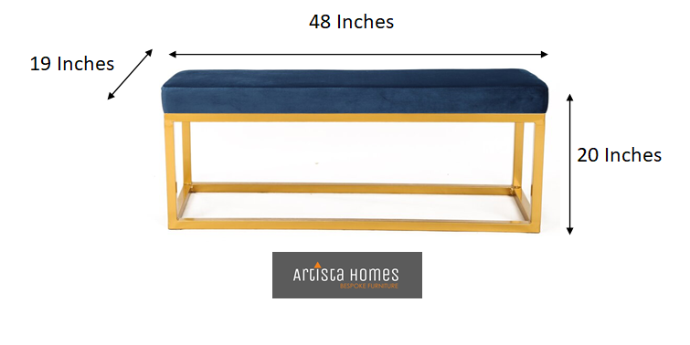 Classic Rectangle Royal Blue and Gold Base Bench