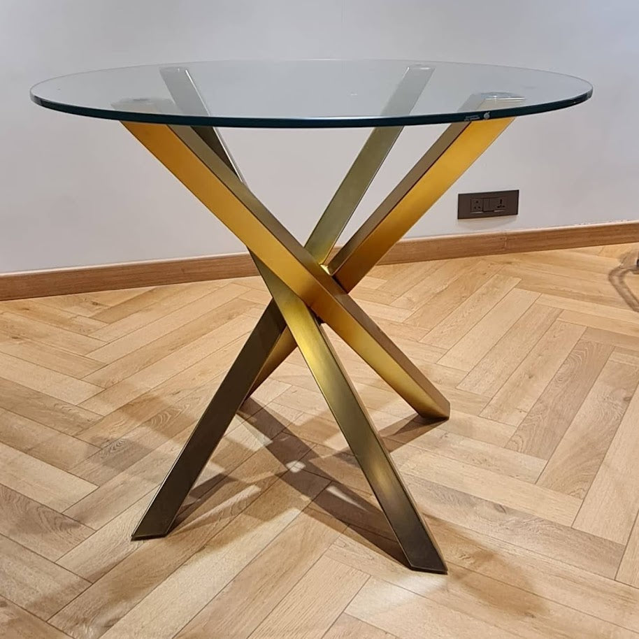 Starcrossed Gold Brass Base with a Clear Glass Top