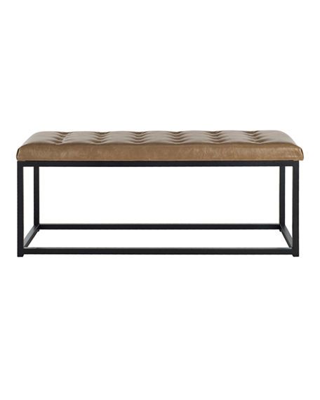 Classic Rectangle Bench with a Black Base and Leather Finish Cushion Top