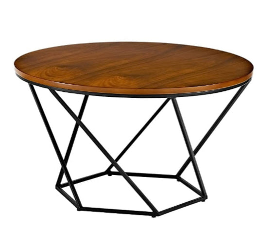 Broad Twister Black Centre Table With Wood Top