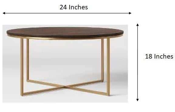 Gold Cross and Zero Coffee Table with Wood Top