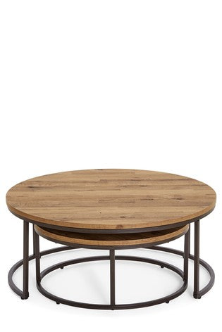 Nesting Table With a Black Base and Rubber Wood Top
