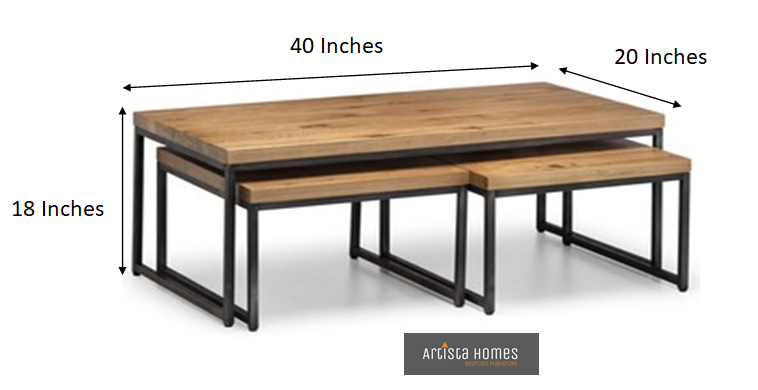 Rectangle Table With 2 Nesting Tables in Black and Wood