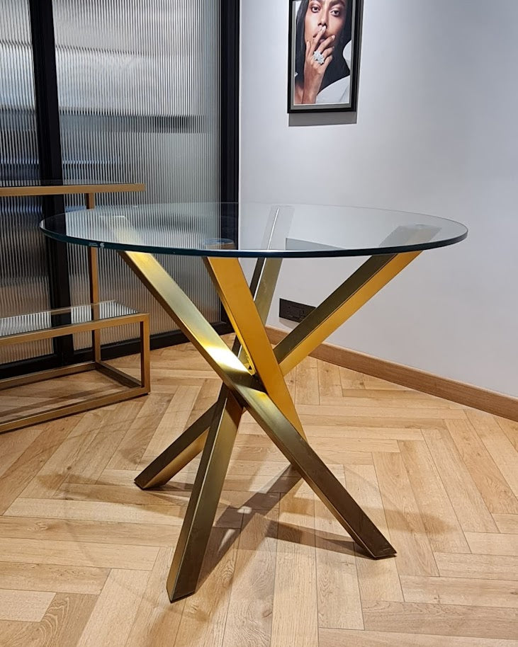Starcrossed Gold Brass Base with a Clear Glass Top