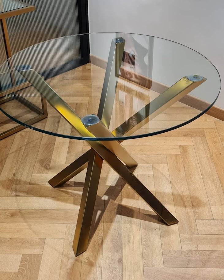 Starcrossed Gold Brass Base with a Clear Glass Top
