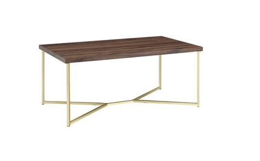 Cross and Rectangle Coffee Table with a Wood Top